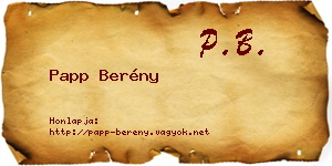 Papp Berény névjegykártya